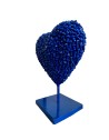 Coeur bleu sculpture métallique 45x30x20cm