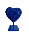 Coeur bleu sculpture métallique 45x30x20cm