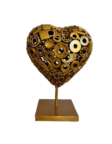 Coeur or sculpture métallique 45x30x20cm