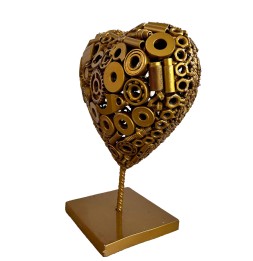 Coeur or sculpture métallique 45x30x20cm