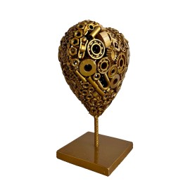 Coeur or sculpture métallique 45x30x20cm