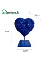 Coeur bleu sculpture métallique 45x30x20cm