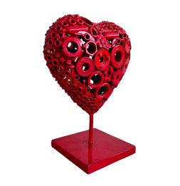Coeur rouge sculpture métallique 45x30x20cm