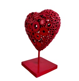 Coeur rouge sculpture métallique 45x30x20cm