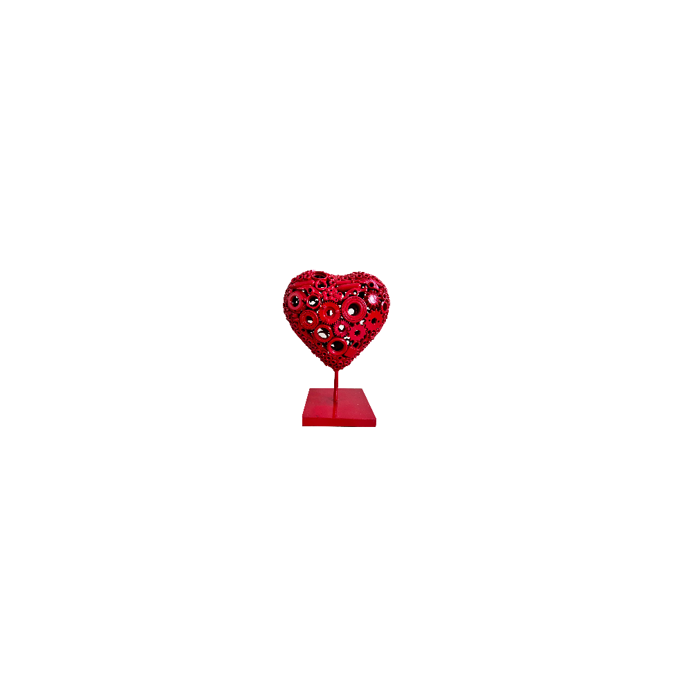 Coeur rouge sculpture métallique 45x30x20cm