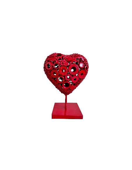 Coeur rouge sculpture métallique 45x30x20cm