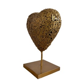 Coeur or chaines sculpture métallique 45x30x20cm