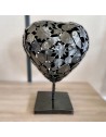 Coeur gris sculpture métallique 45x30x20cm