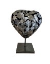 Coeur gris sculpture métallique 45x30x20cm