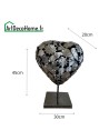 Coeur gris sculpture métallique 45x30x20cm