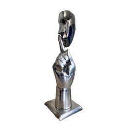 Visage silence sculpture métallique 39x12cm