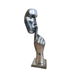 Visage silence sculpture métallique 39x12cm