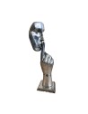 Visage silence sculpture métallique 39x12cm