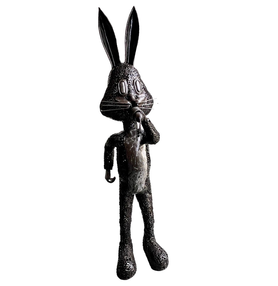 Lapin cartoon sculpture métallique 160x40x45cm