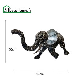 Eléphant sculpture métallique 70x140x65cm