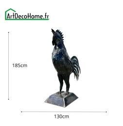 Coq sculpture métallique 185x130x62cm