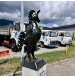 Coq sculpture métallique 185x130x62cm