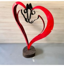 Coeur chevaux sculpture métallique 125x90x34cm