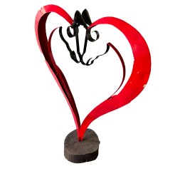 Coeur chevaux sculpture métallique 125x90x34cm