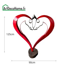 Coeur chevaux sculpture métallique 125x90x34cm