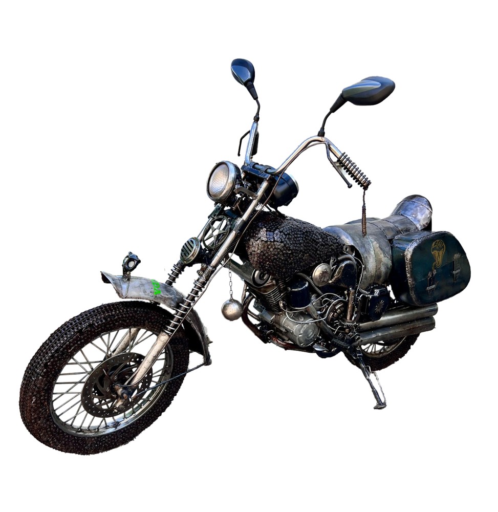 Moto taille réelle sculpture métallique 145x200x60cm