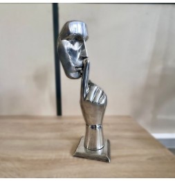 Visage silence sculpture métallique 39x12cm