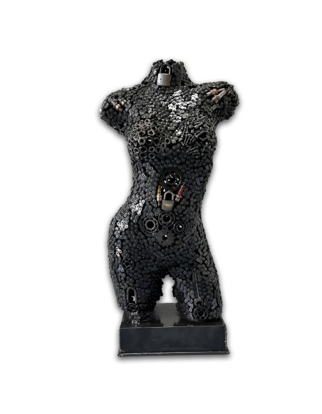 Buste femme sculpture métallique 85x40x28cm