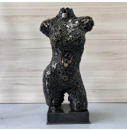Buste femme sculpture métallique 85x40x28cm