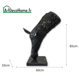 Tête de cheval sculpture métallique 85x60x33cm