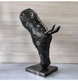Tête de cheval sculpture métallique 85x60x33cm