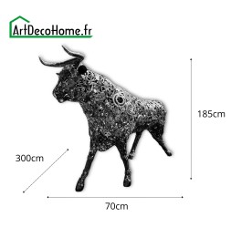 Taureau sculpture métallique 300x185x70cm