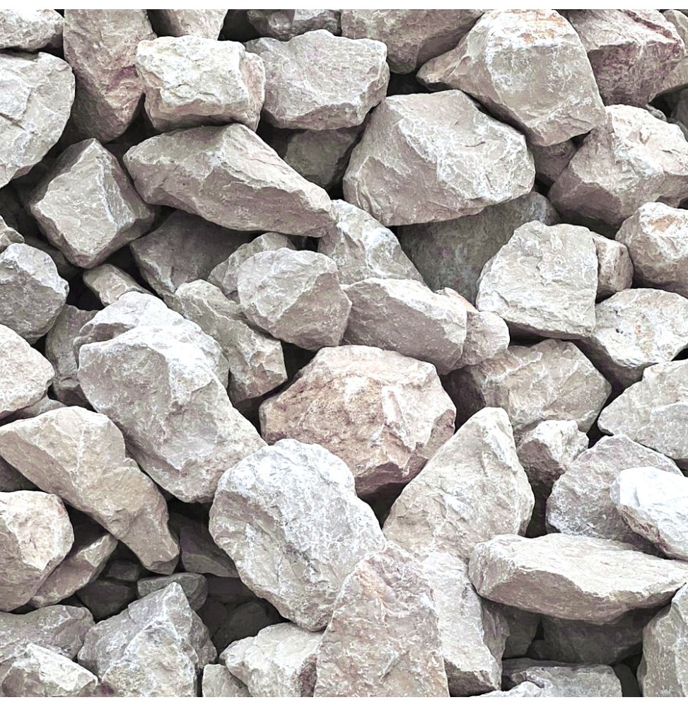 Pierre à gabion blanc en vrac