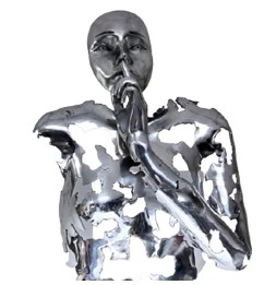 Buste silence sculpture métallique 75x40cm