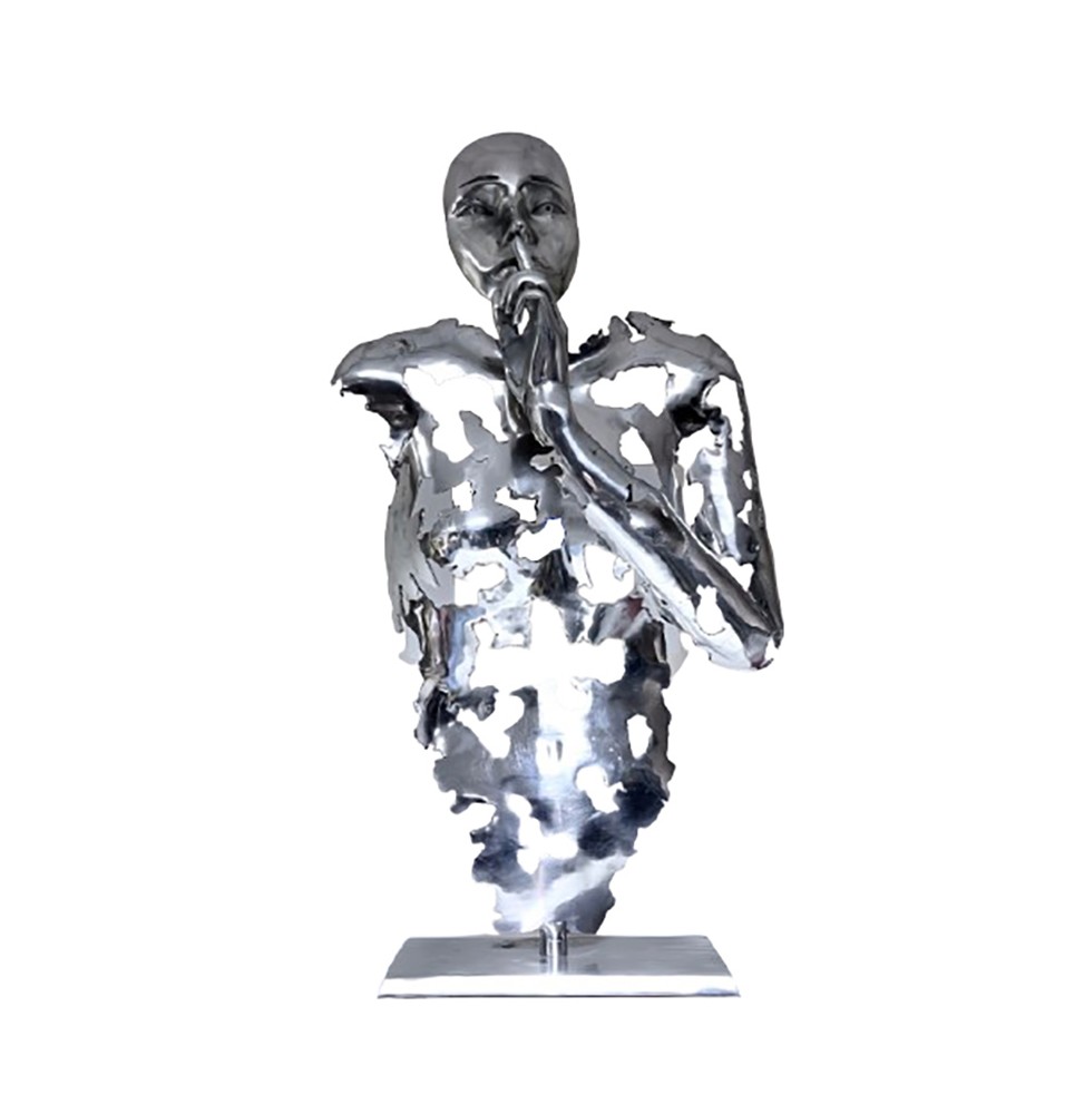 Buste silence sculpture métallique 75x40cm