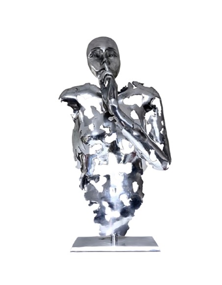 Buste silence sculpture métallique 75x40cm