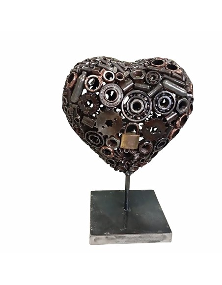 Coeur sculpture métallique 45x30x20cm