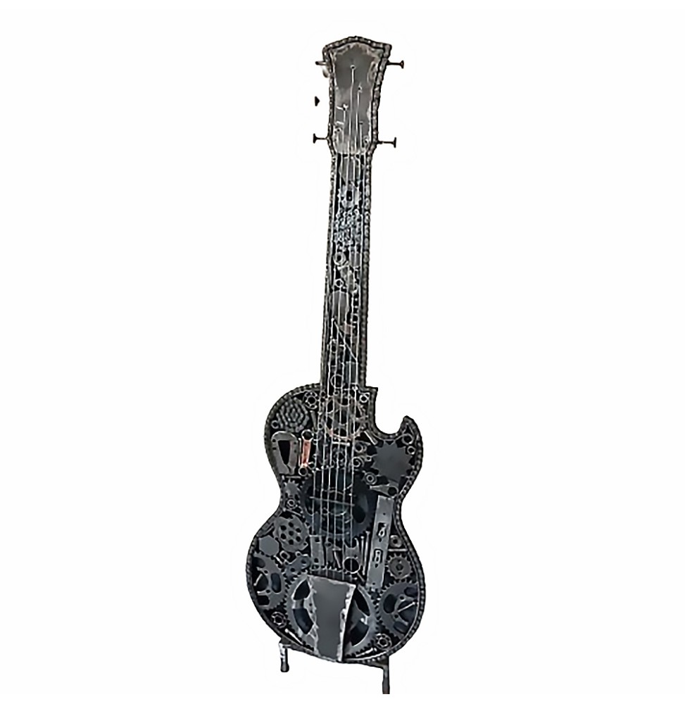 Guitare électrique sculpture métallique 145x45x35cm