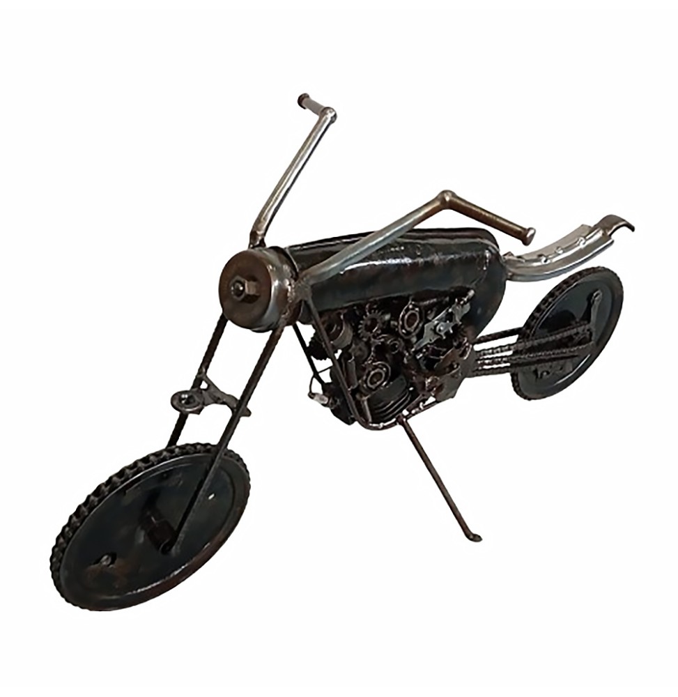 Moto chopper sculpture métallique 90x50x35cm