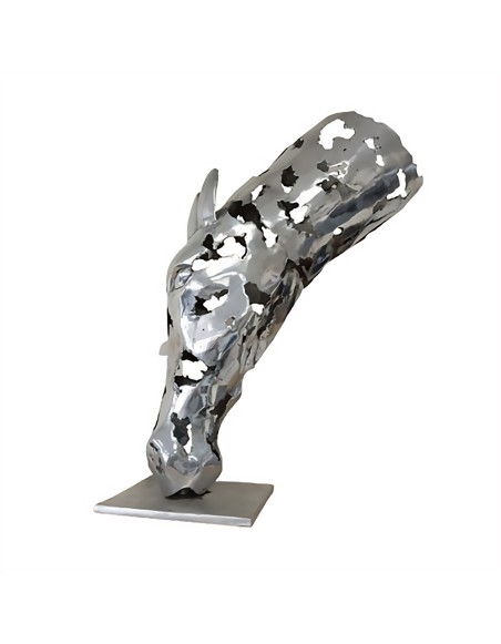 Tête de cheval sculpture métallique 75x60x40cm