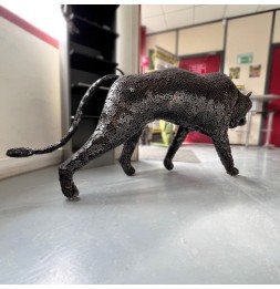 Panthère noire sculpture métallique 200x90x45cm