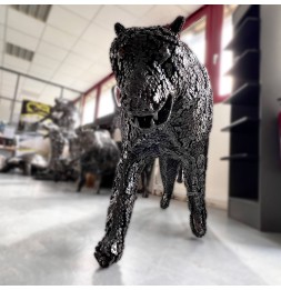 Panthère noire sculpture métallique 200x90x45cm