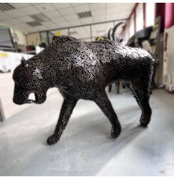 Panthère noire sculpture métallique 200x90x45cm