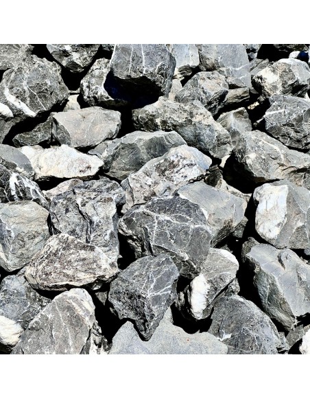 Pierre à gabion gris anthracite veiné blanc en vrac
