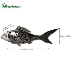 Poisson sculpture métallique 100x60x20cm