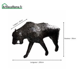 Panthère noire sculpture métallique 200x90x45cm