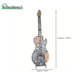 Guitare géante sculpture métallique 200x65x45cm