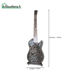 Guitare basse sculpture métallique 160x50x40cm