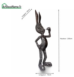 Bugs Bunny sculpture métallique 230x65x75cm