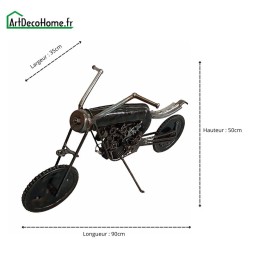 Moto chopper sculpture métallique 90x50x35cm