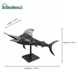 Poisson espadon sculpture métallique 60x110x45cm